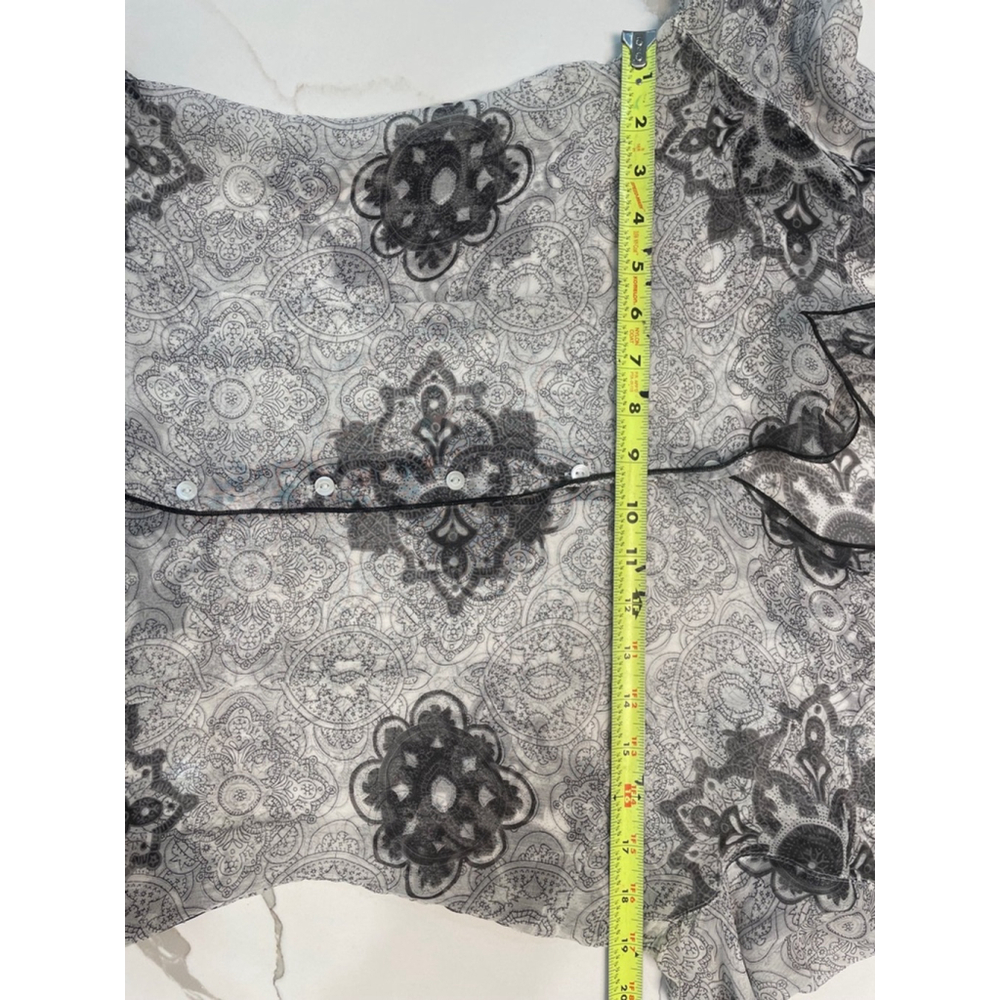 Mexx Y2K Vintage Printed Silk Blouse M / 8 Tattoo Fairy Grunge Whimsigoth Witchy - Picture 8 of 9